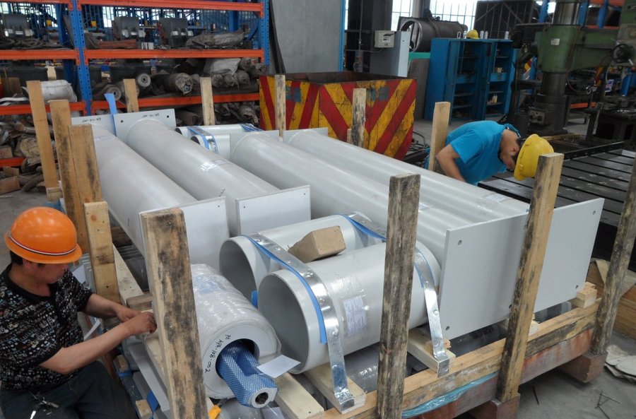 Pipe supports crated for export shipment