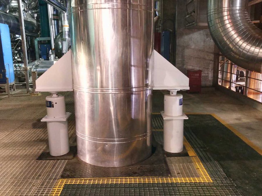 Spring supports installed on plant piping at a power station